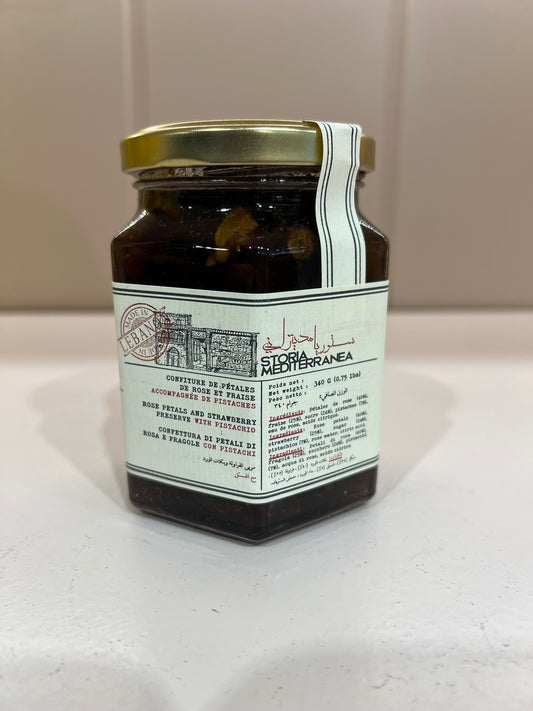 STORIA MEDITERRANEA CONFITURE DE PÉTALES DE ROSE ET FRAISE ACCOMPAGNÉE DE PISTACHES 340G
