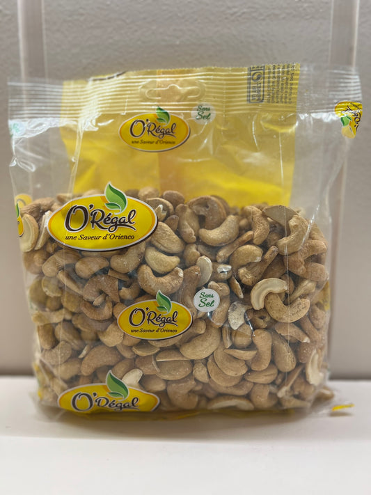O'REGAL Noix de cajou grillées sans sel 500G